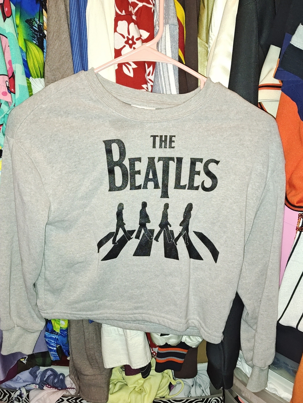 The Beatles Black Logo Pullover - Light Gray